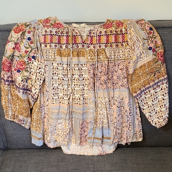 Savanna Jane Tops - Savanna Jane Multicolor Boho Blouse with Embroidery